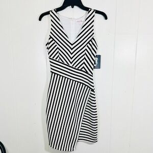 Marilyn Monroe Black and White Multidirectional Striped Sleeveless Dress XS